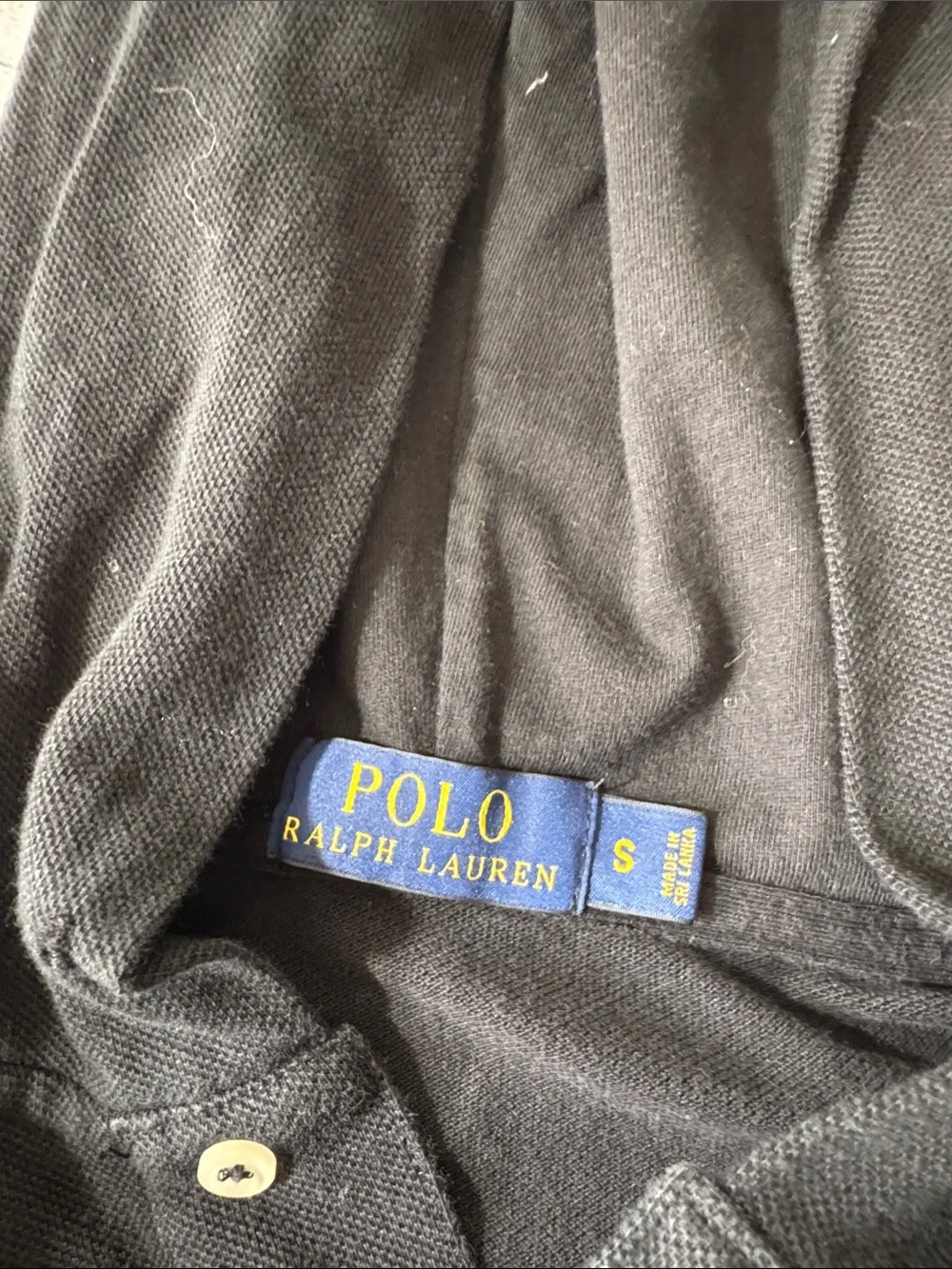 Polo Ralph Lauren mens S Small black mesh cotton pullover hoodie EUC